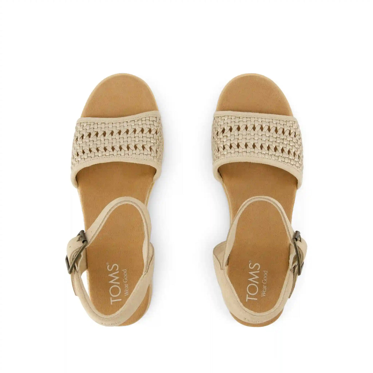 Diana Wedge Sandal Champagne Metallic Basket Weave