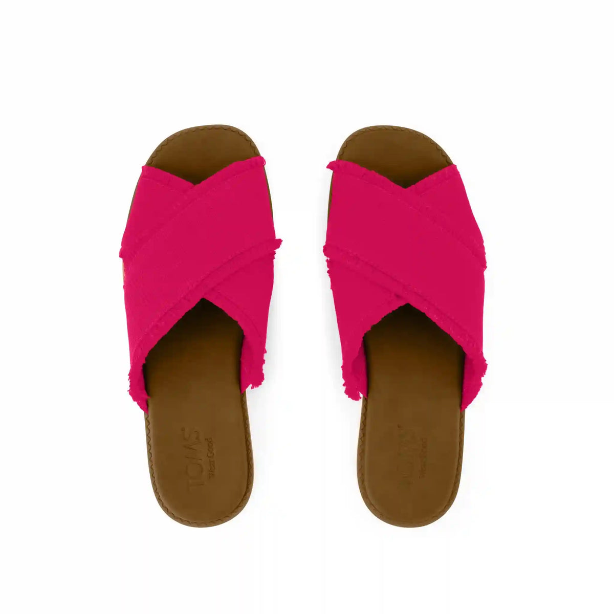 Womens Mae Crossover Slide Sandal Fuchsia Heritage Canvas Fray