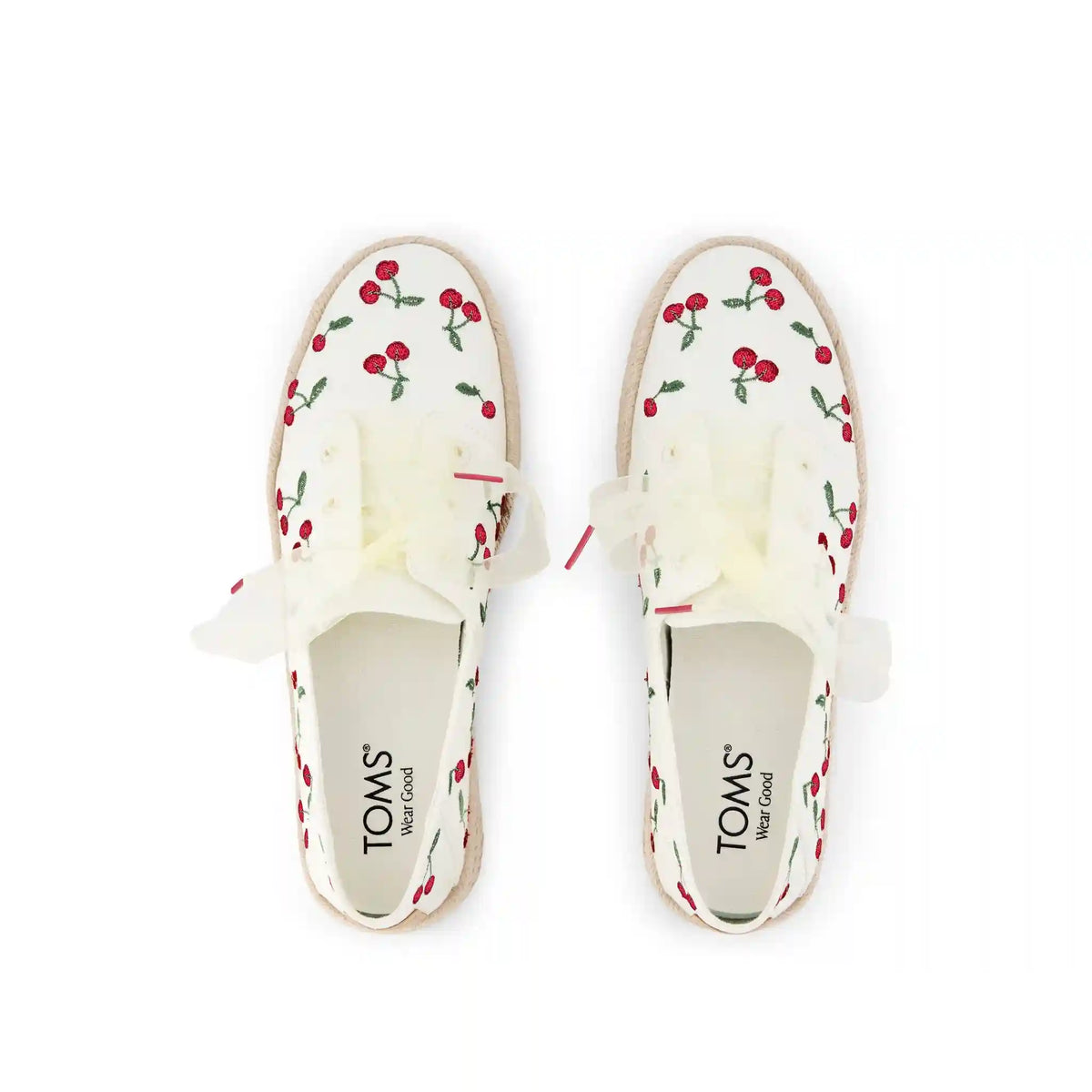Womens Carolina Lace-Up Espadrille Cherry Embroidery