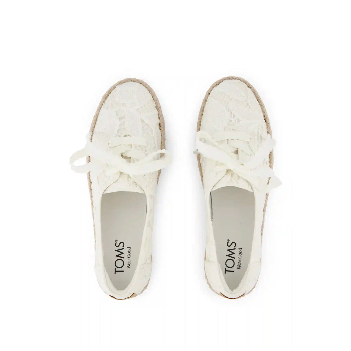 Womens Valencia Lace-Up Platform Espadrille Egret Floral Crochet
