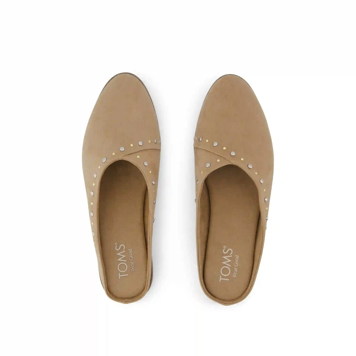 Womens Amelia Mule Taupe Microsuede with Studs
