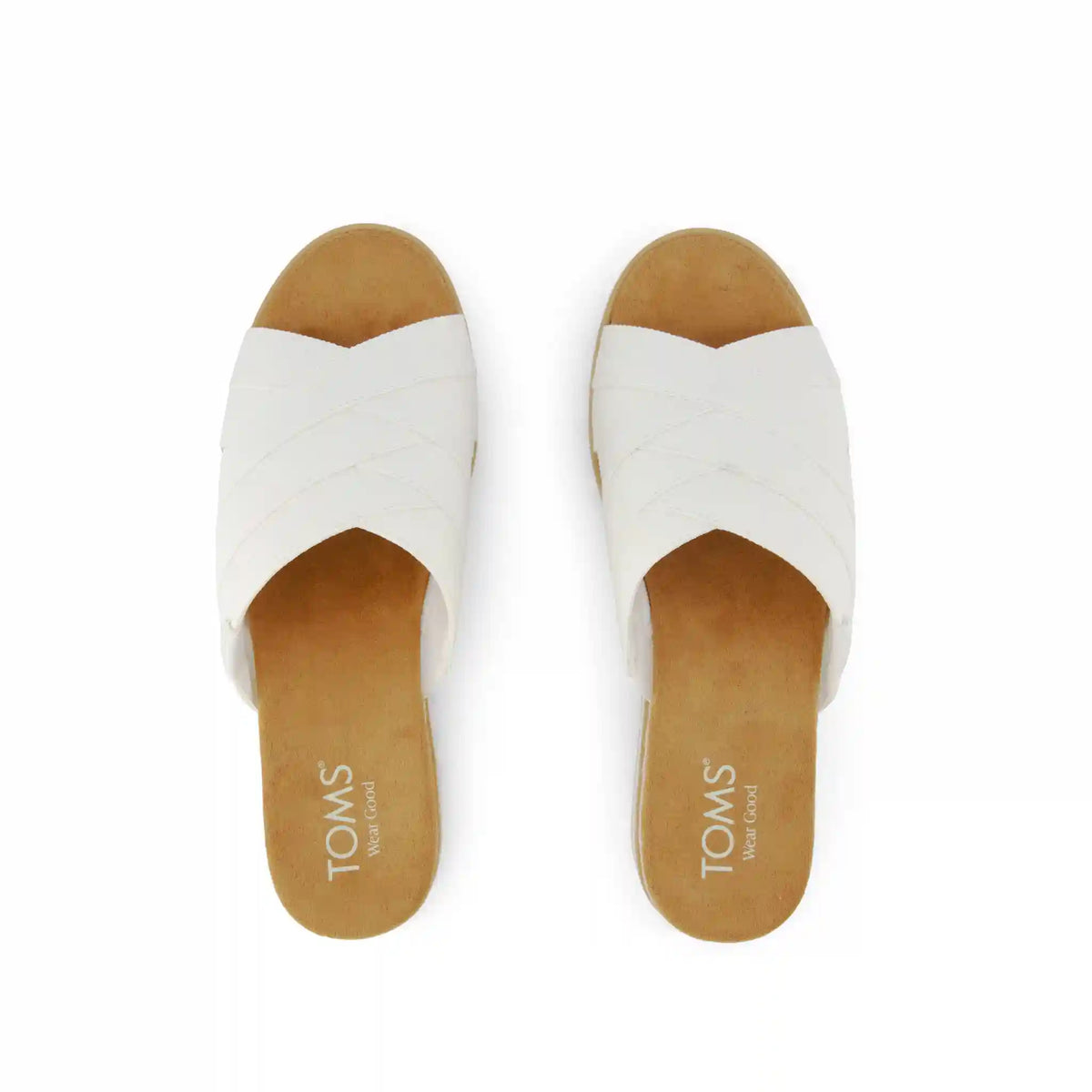 Womens Diana Crossover Mule Wedge Sandal White Canvas
