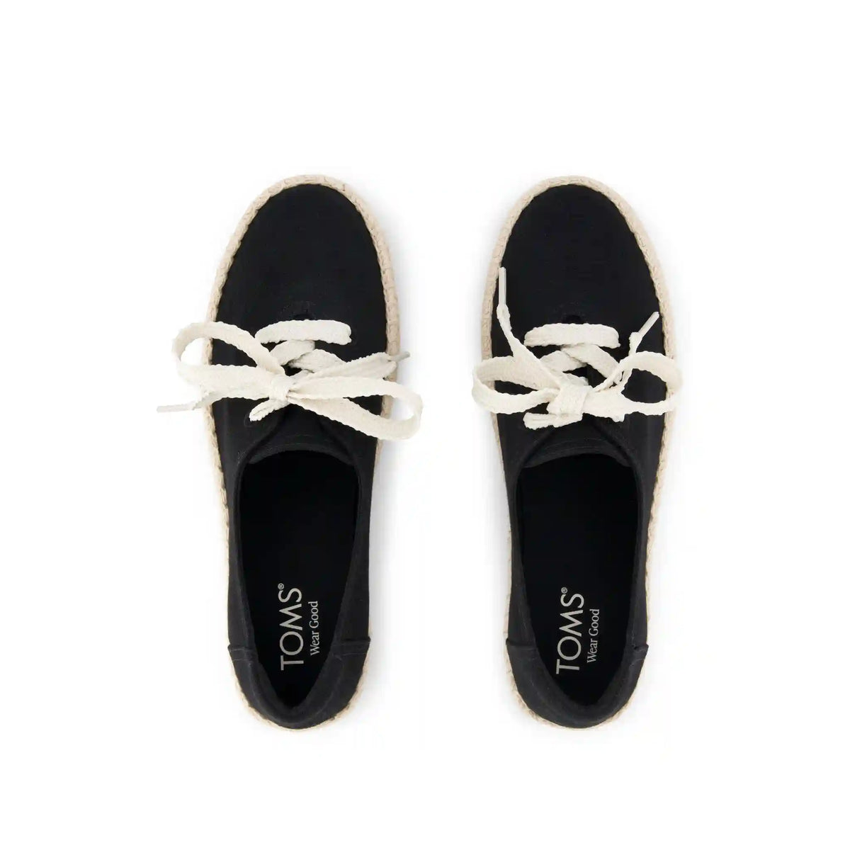 Womens Valencia Lace-Up Platform Espadrille Black Canvas
