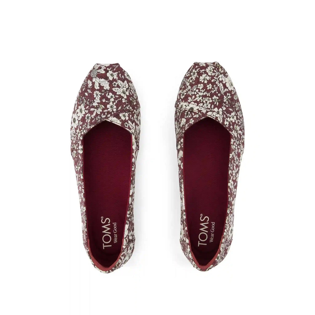 Womens Alpargata Ballet Flat Burgundy Floral Print