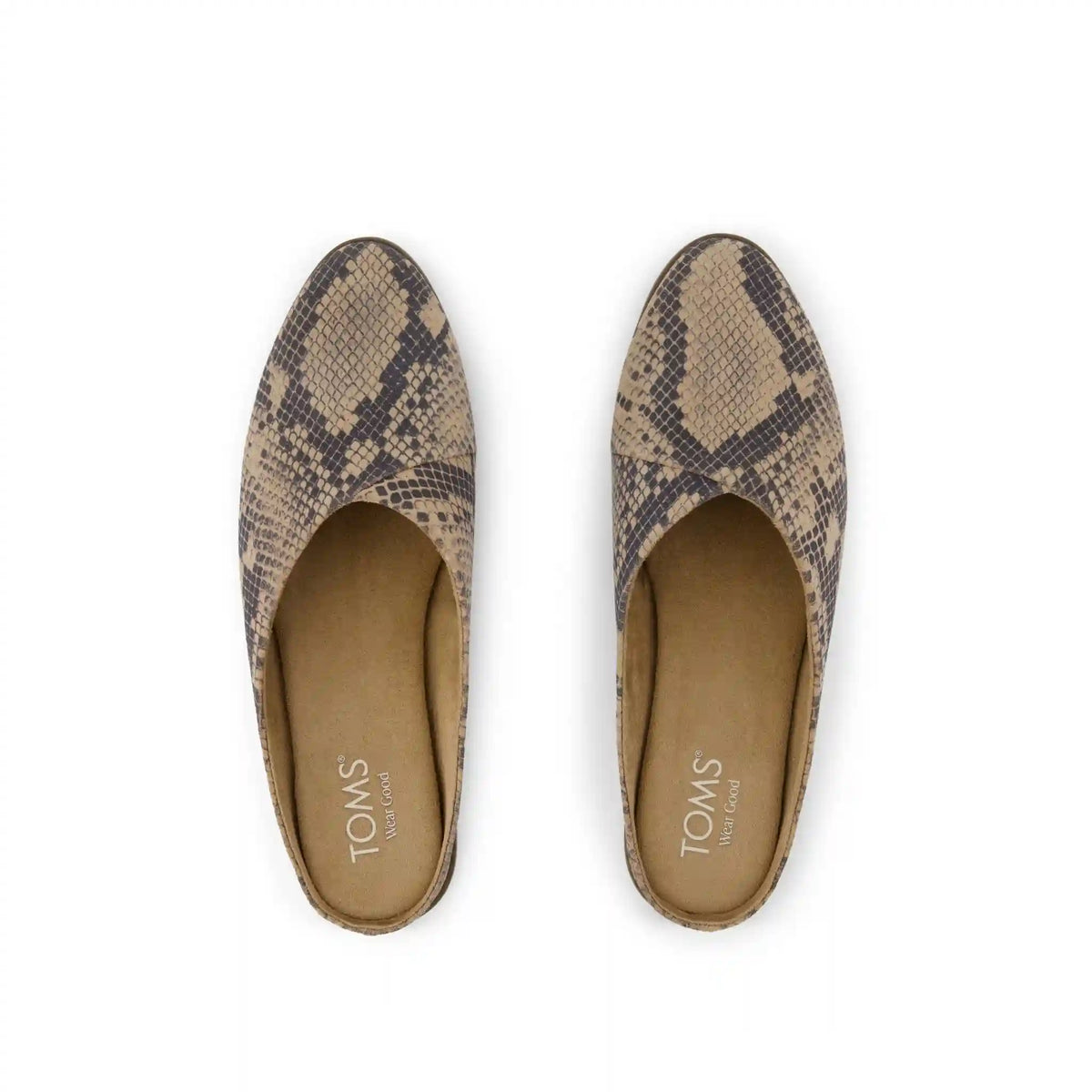 Womens Amelia Mule Taupe Snake Print Suede