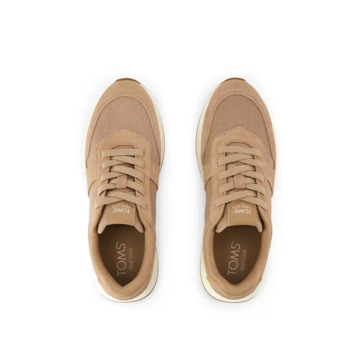 Womens TRVL LITE Retro Runner Sneaker Water Repellent Taupe Vintage Twill with Studs