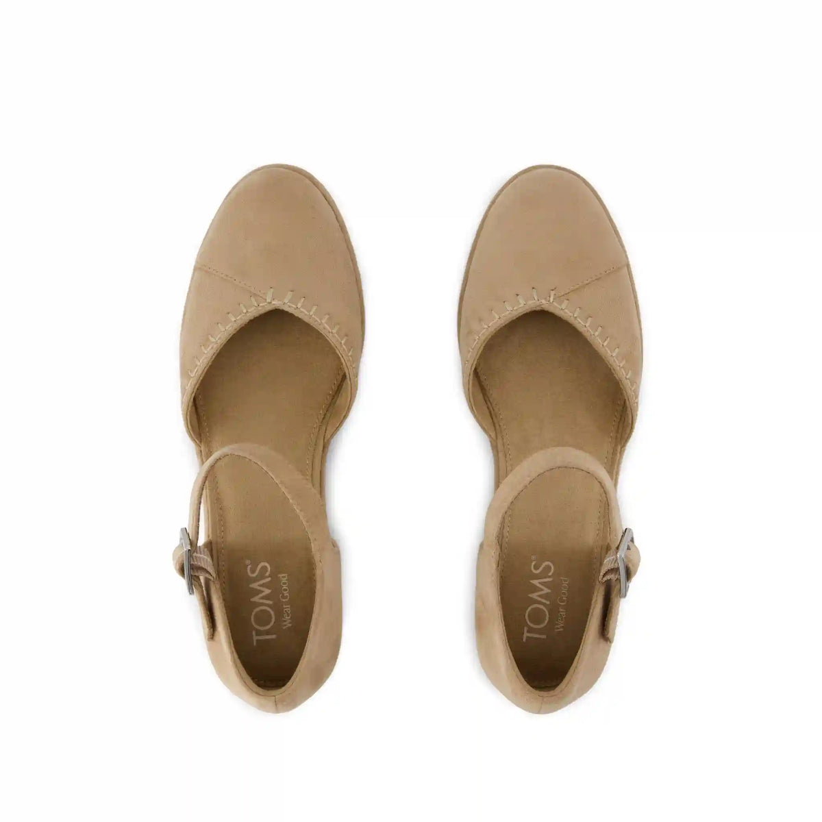Womens Gwyneth Wedge Taupe Deco Stitch Microsuede