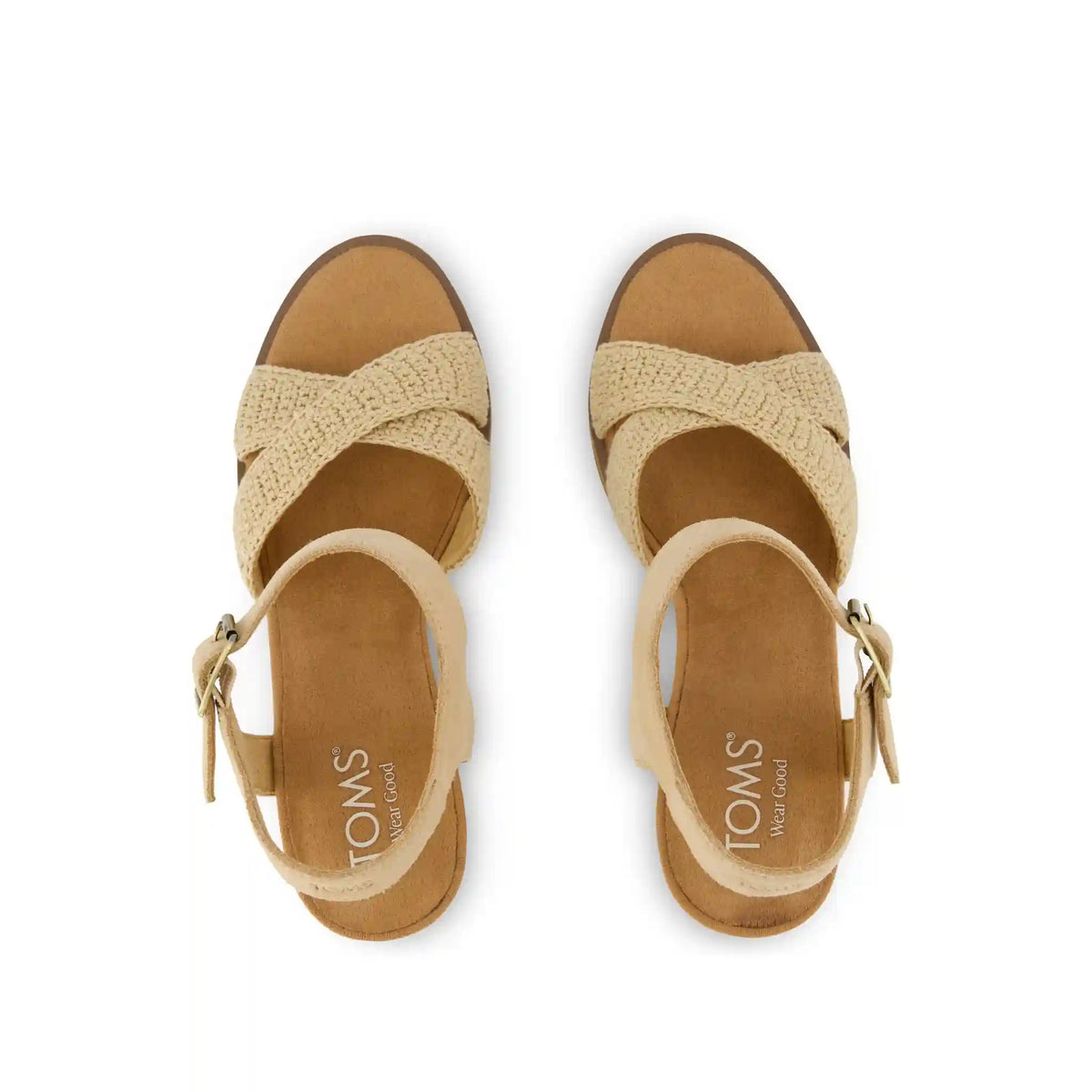 Womens Majorca Strappy Heeled Sandal Caramel Crochet
