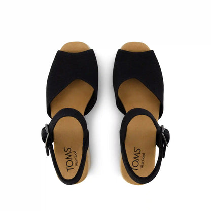 Isla Peep Toe Heeled Sandal Black Beachside Woven