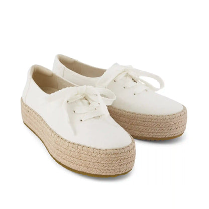 Womens Valencia Lace-Up Platform Espadrille White Canvas