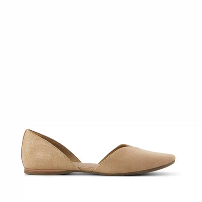 Womens Gemma D'Orsay Flat Taupe Metallic Crosshatch Suede