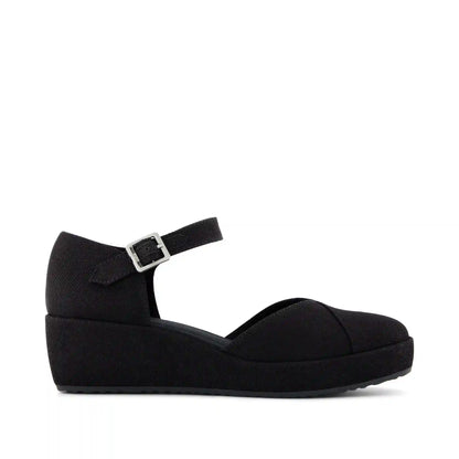 Womens Gwyneth Wedge Black Canvas