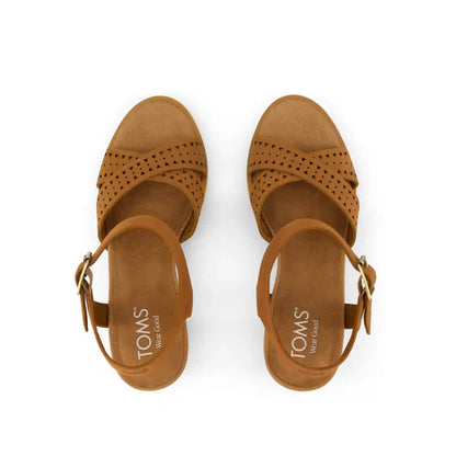 Womens Majorca Strappy Heeled Sandal Brown Perforated Leather