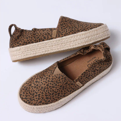 Valencia Platform Kids Espadrille Toffee Leopard Print