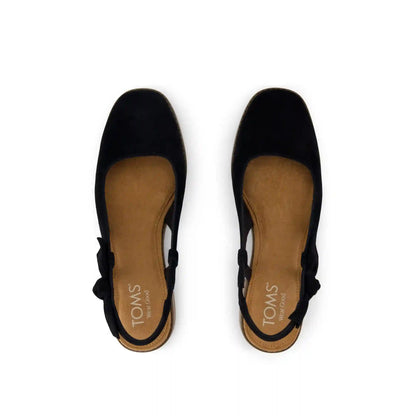 Womens Jaclyn Slingback Bow Heel Black Kid Suede