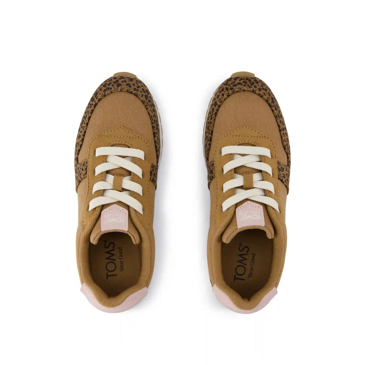 TRVL LITE Retro Runner Kids Sneaker Water Repellent Toffee Leopard Vintage Twill