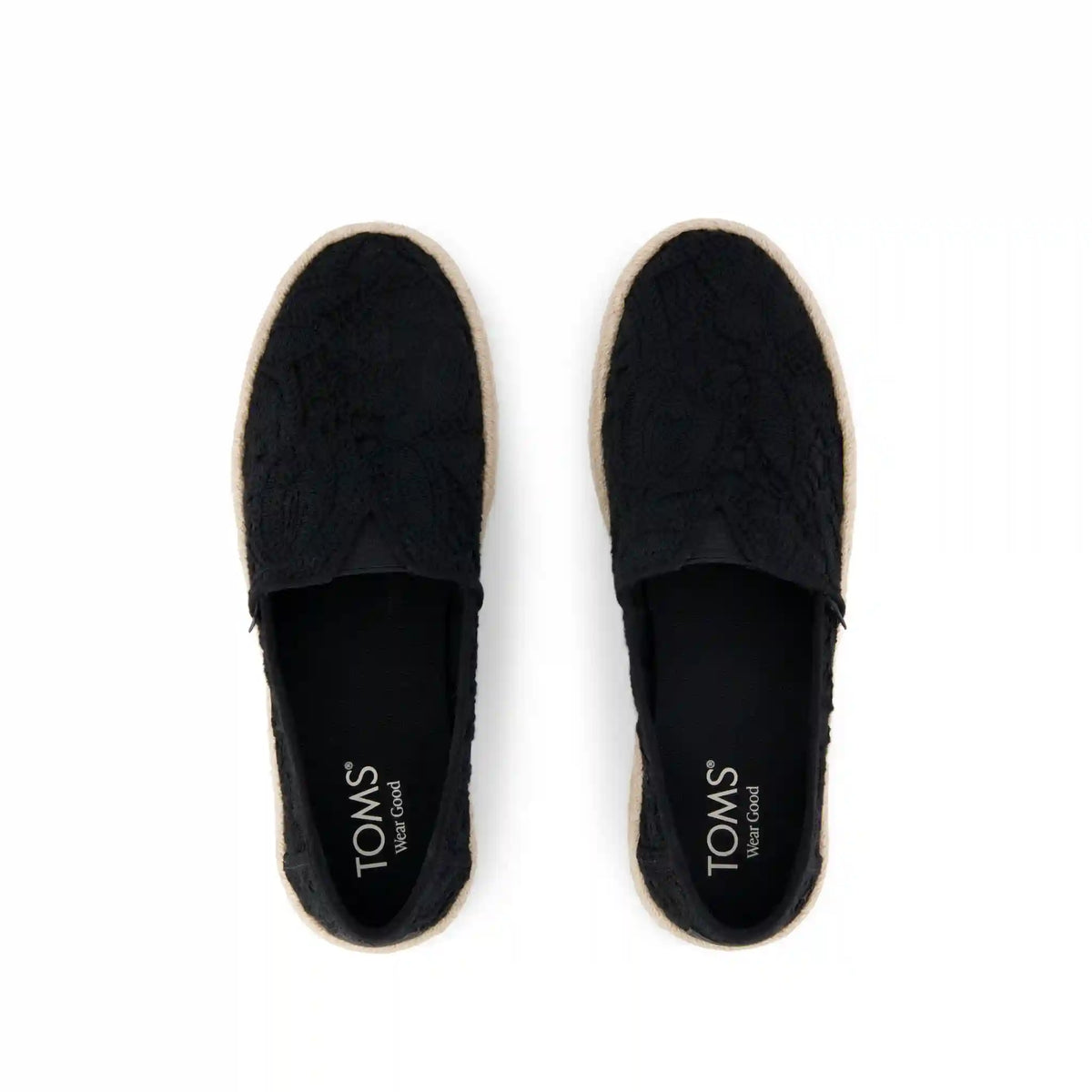 Womens Alpargata Rope 2.0 Espadrille Black Floral Crochet