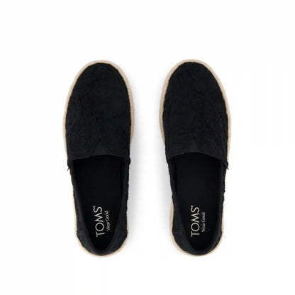 Womens Alpargata Rope 2.0 Espadrille Black Floral Crochet