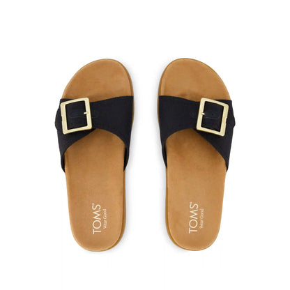 Womens Marin Slide Sandal Black Canvas