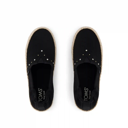 Valencia Platform Kids Espadrille Black Brushed Twill
