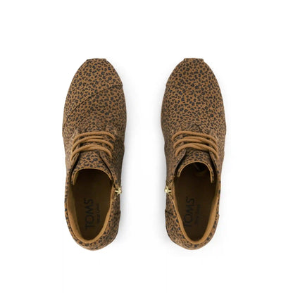Womens Desert Wedge Ankle Bootie Toffee Micro Leopard Print