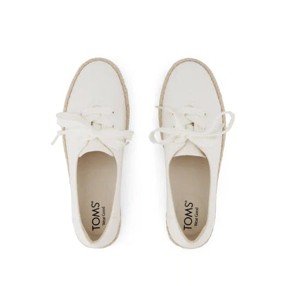 Womens Valencia Lace-Up Platform Espadrille White Canvas