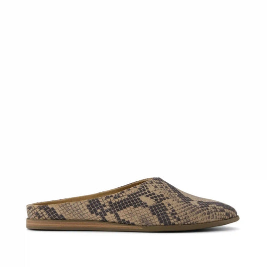 Womens Amelia Mule Taupe Snake Print Suede