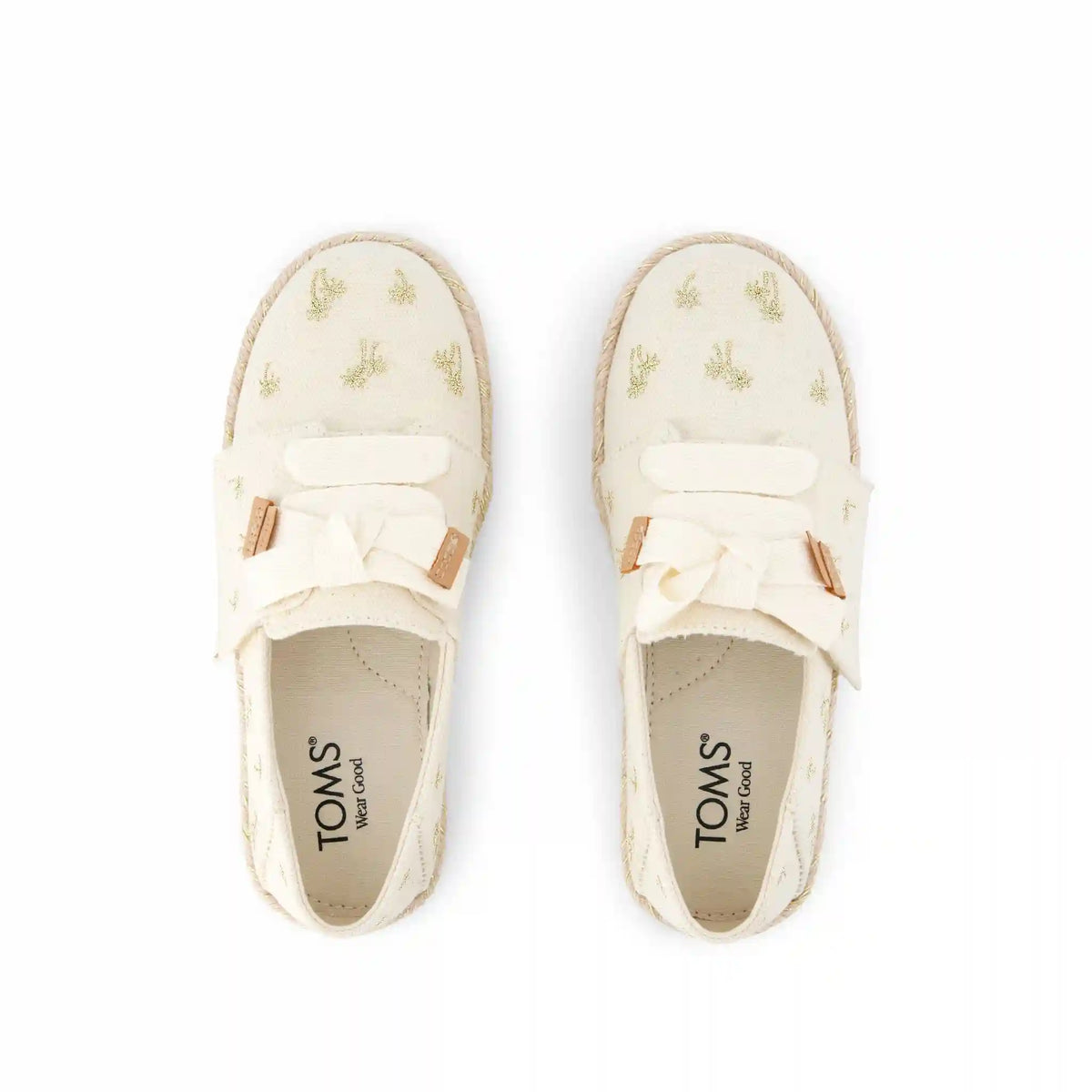 Carolina Lace-Up Kids Espadrille Metallic Embroidered Palm Trees