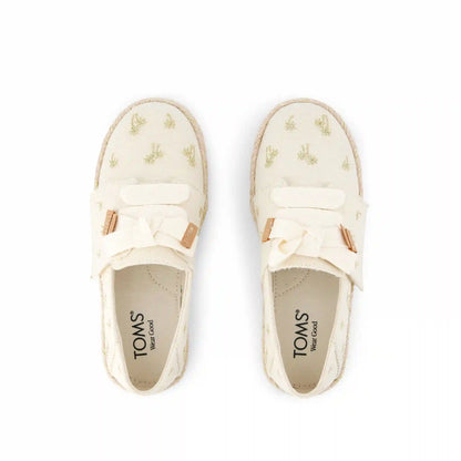 Carolina Lace-Up Kids Espadrille Metallic Embroidered Palm Trees