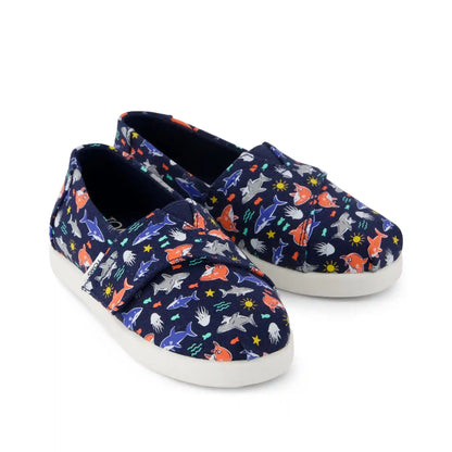 Alpargata Classic Toddler Shoe Navy Glow in the Dark Shark Friends
