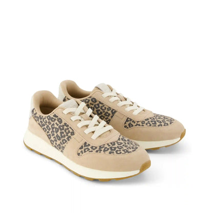 Womens TRVL LITE Retro Runner Sneaker Water Repellent Natural Leopard Spots