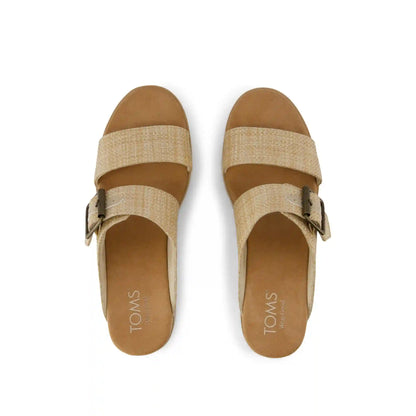 Diana Mule Buckle Wedge Sandal Almond Raffia