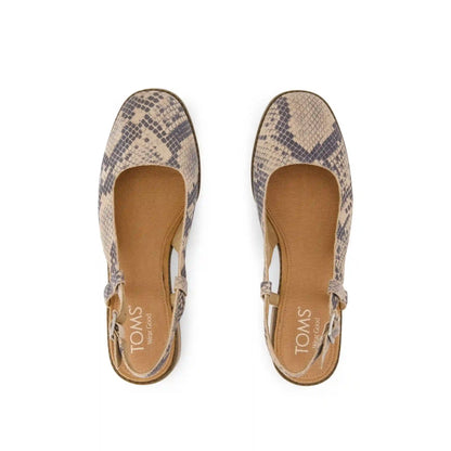 Womens Jaclyn Slingback Heel Taupe Snake Print Suede