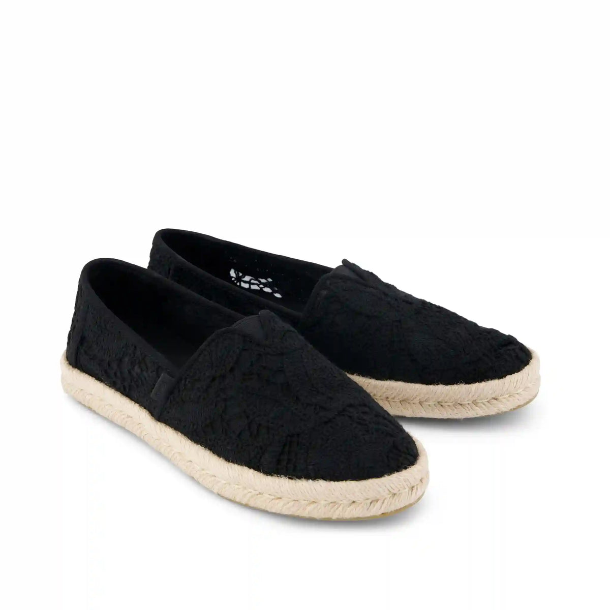 Womens Alpargata Rope 2.0 Espadrille Black Floral Crochet