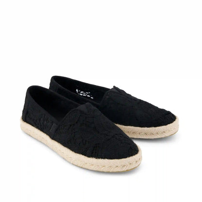 Womens Alpargata Rope 2.0 Espadrille Black Floral Crochet