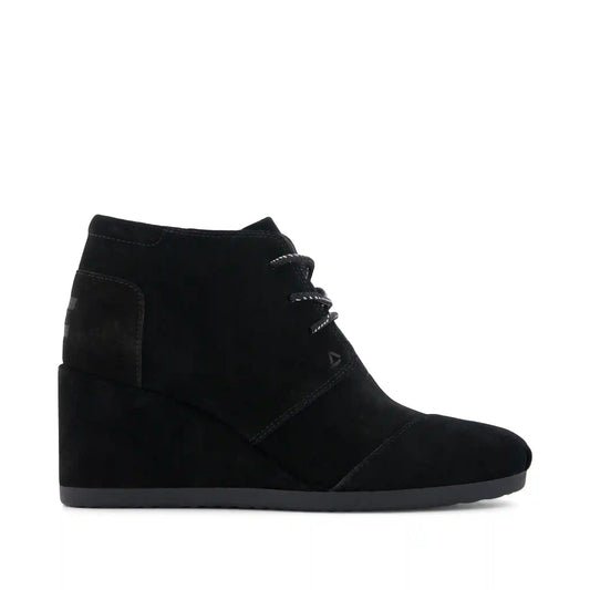 Womens Desert Wedge Ankle Bootie Black Suede