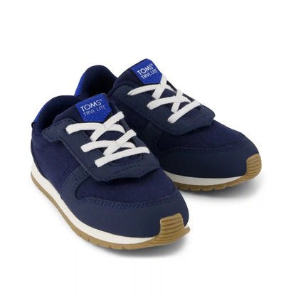 TRVL LITE Retro Runner Toddler Sneaker Water Repellent Multi Navy Vintage Twill