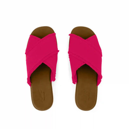 Womens Mae Crossover Slide Sandal Fuchsia Heritage Canvas Fray
