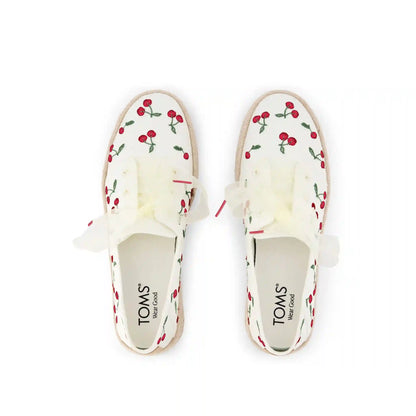 Womens Carolina Lace-Up Espadrille Cherry Embroidery