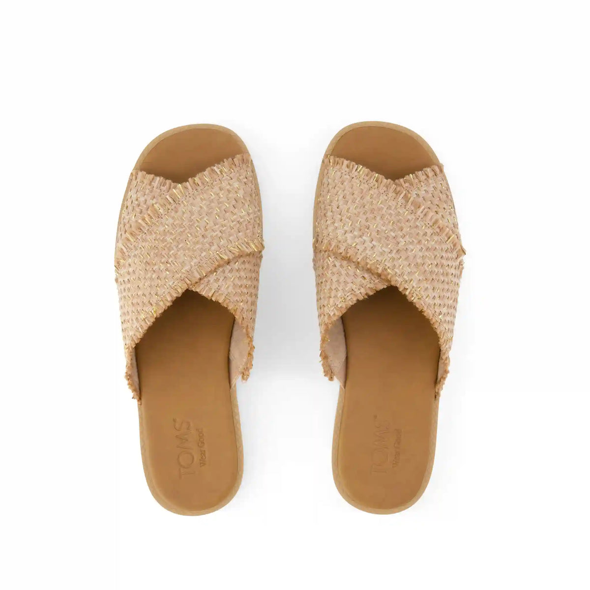 Womens Mae Crossover Slide Sandal Natural Metallic Rafia