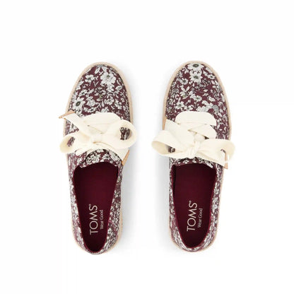 Womens Carolina Lace-Up Espadrille Burgundy Floral Print