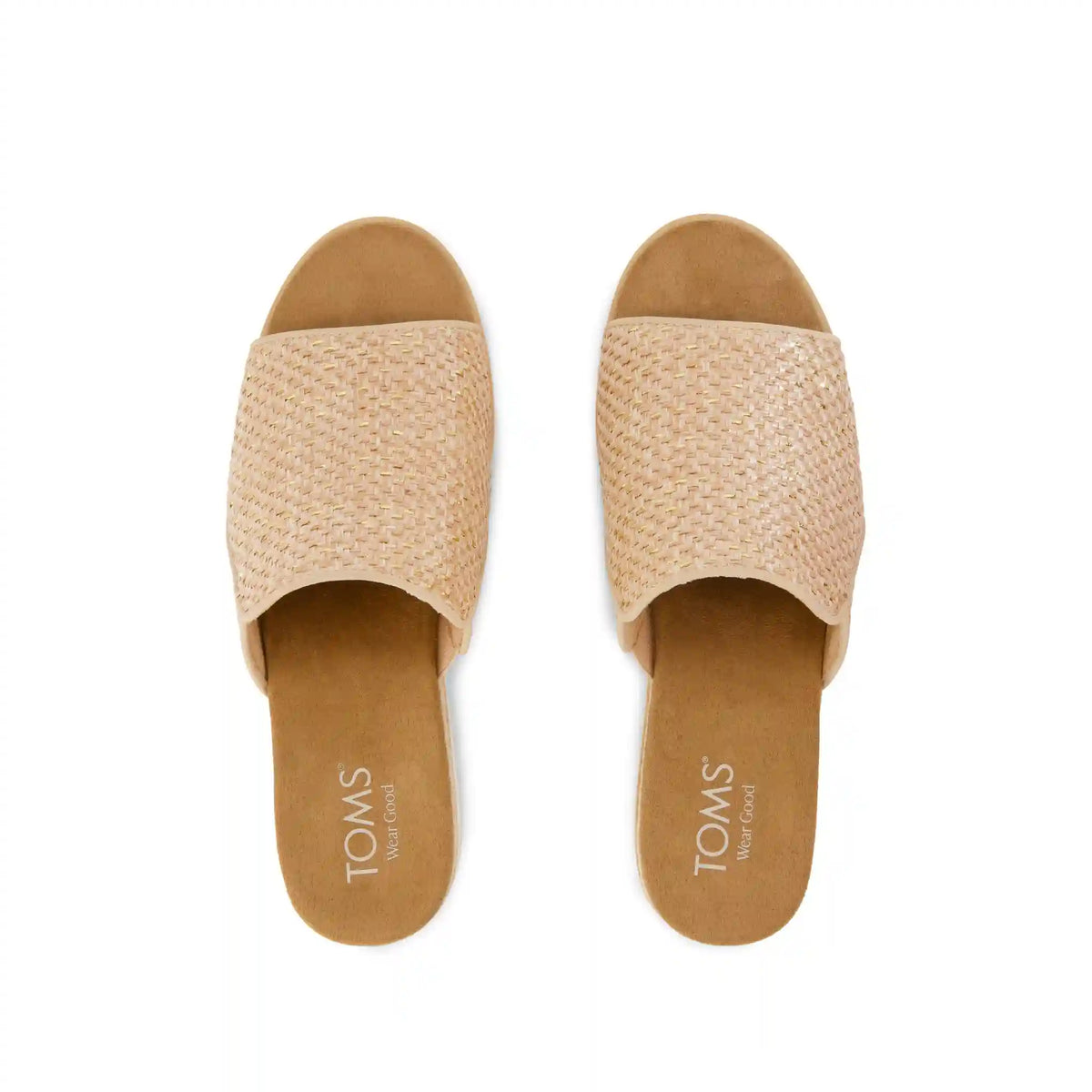 Womens Diana Mule Wedge Sandal Natural Metallic Raffia