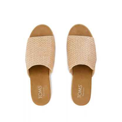 Womens Diana Mule Wedge Sandal Natural Metallic Raffia