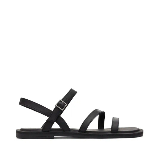 Kira Black Leather Strappy Sandal