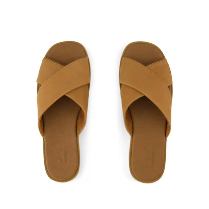 Mae Crossover Slide Sandal Brown Sugar Leather