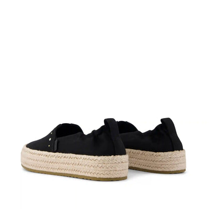 Valencia Platform Kids Espadrille Black Brushed Twill