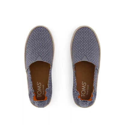 Valencia Platform Kids Espadrille Niagara Mist Chambray Dot