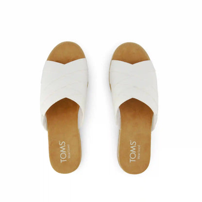 Womens Diana Crossover Mule Wedge Sandal White Canvas