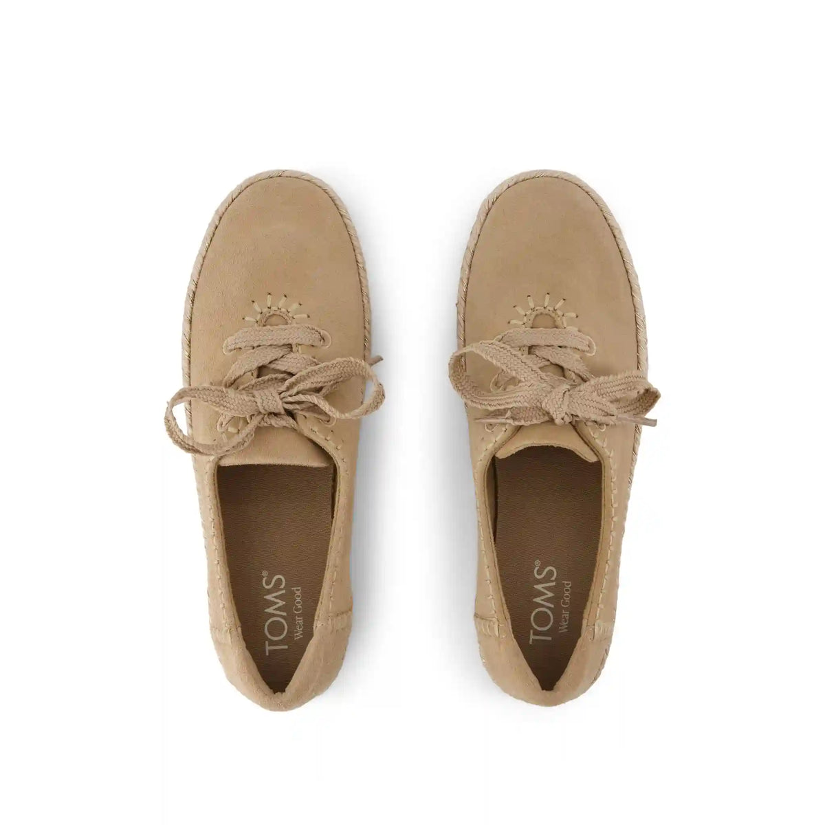 Womens Valencia Lace-Up Platform Espadrille Taupe Deco Stitch Suede