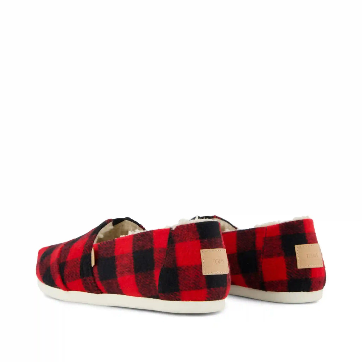 Womens Alpargata Classic Buffalo Plaid Red Faux Shearling